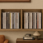 Wall Mount 84 CD / 56 DVD/Blu-ray/ Media Storage Rack 4 Cubes Wooden Shelf Organizer Unit Bookcase Display, Walnut