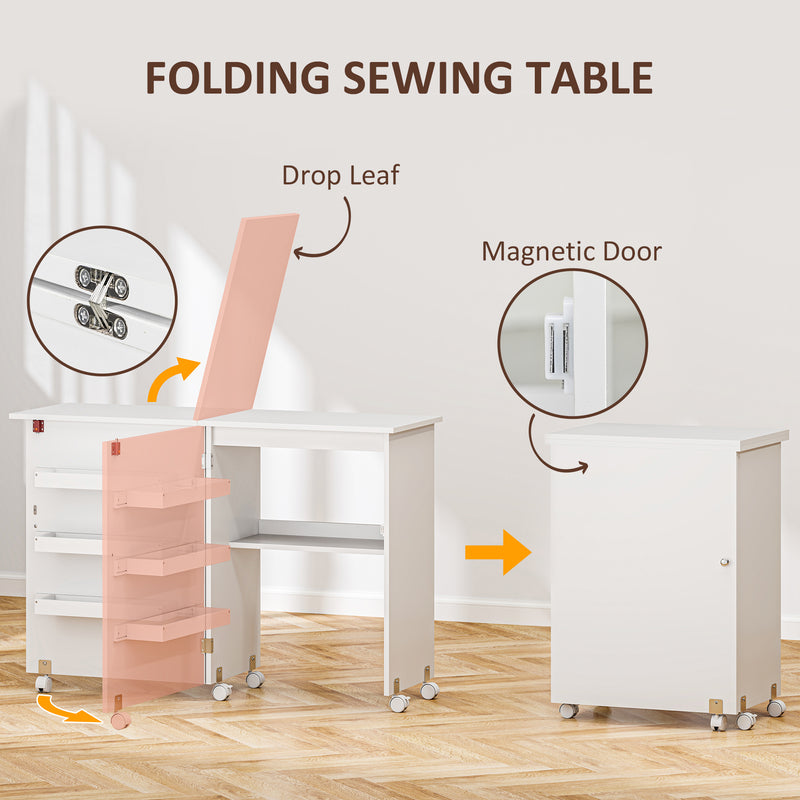 Folding sewing table – white – image 4