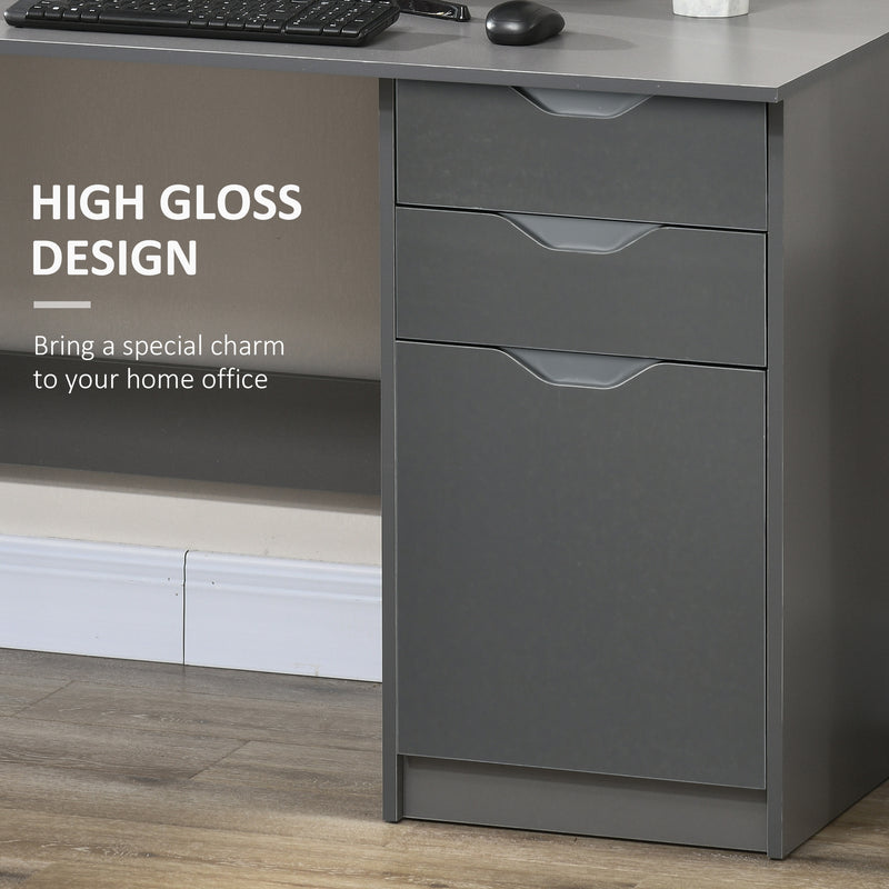 High gloss computer desk with cabinet – image 5