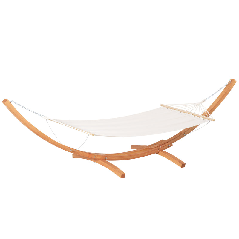 Outsunny Outdoor Garden Hammock with Wooden Stand Swing Hanging Bed for Patio White – view 10