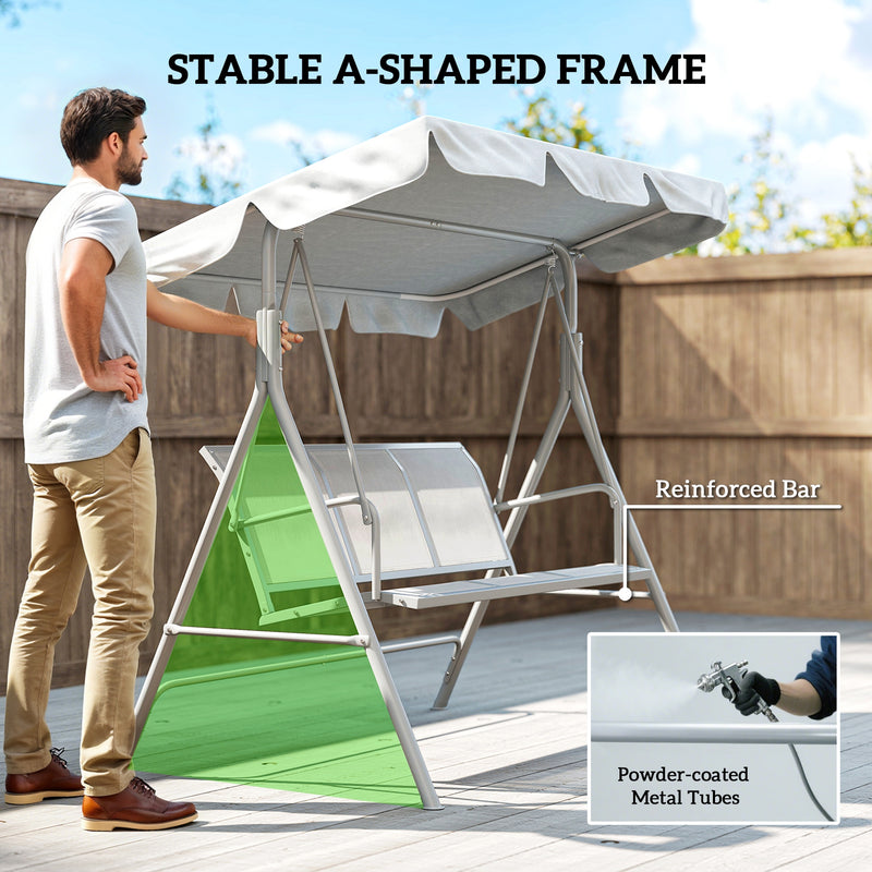 3-seater sling garden swing light grey – image 6