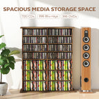 16-Compartment Media Shelf - Rustic Brown