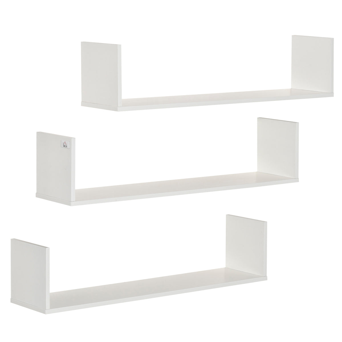 Set of 3 U-Shaped Floating Wall Shelves – White