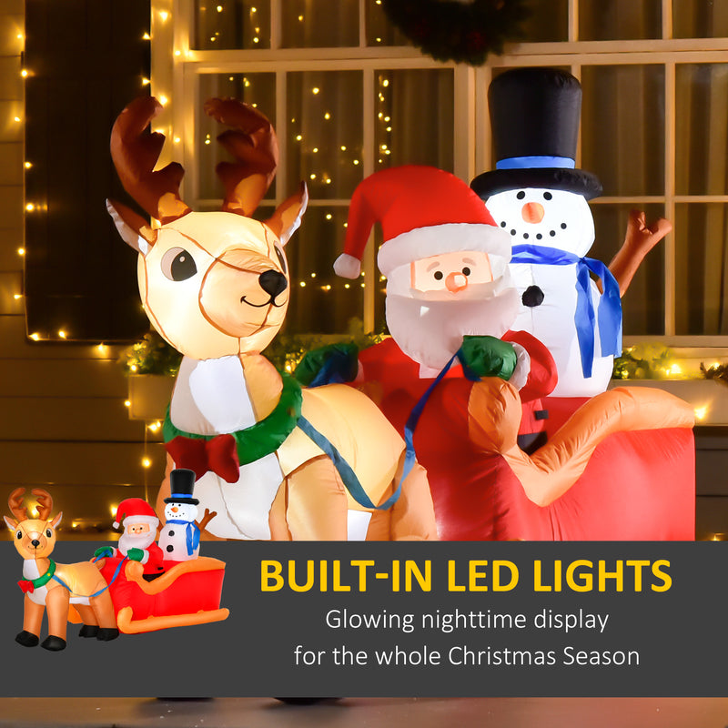 LED lighting on the 6.5ft Santa sleigh and reindeer Christmas inflatable