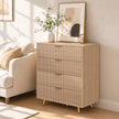 HOMCOM Bedroom Chest of Drawers with 4 Drawers, Fluted Dresser with Gold Tone Handles, Storage Cabinet, Natural – view 8
