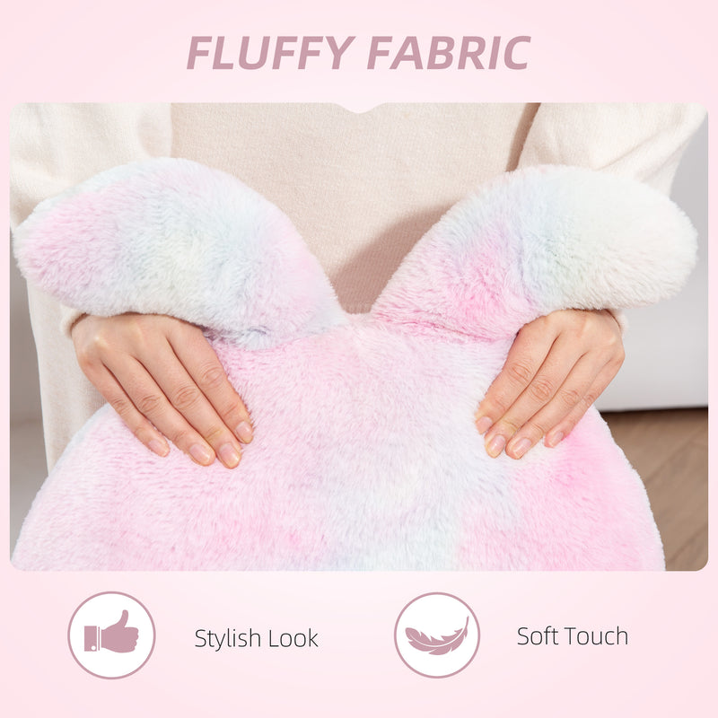 HOMCOM Fuzzy Office Chair with Bunny Ears, Faux Fur Swivel Desk Chair, Armless Makeup Vanity Chair with Adjustable – view 5