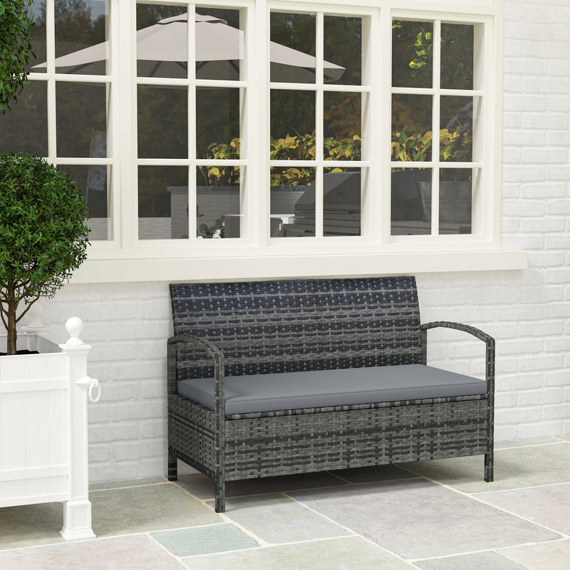 Outsunny 125L Storage Garden Bench, with Cushion - Grey – view 8