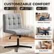 HOMCOM Armless Office Chair, Cross Legged Linen Computer Desk Vanity Chair with Wide Seat, Rocking Function, Grey – view 7