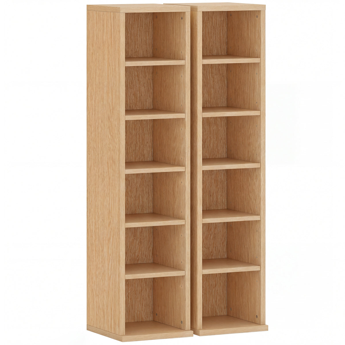 Set of 2 Adjustable CD Media Storage Towers – Natural