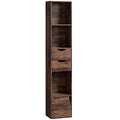 Bookcase with Drawers Adjustable Shelf Bookshelf with 2 Drawers and Cabinet 158 cm Rustic Brown