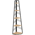 Corner Bookcase, 5-Tier Floor Standing Bookshelf, Shelving Unit for Living Room, Study, Bedroom, Natural Wood Finish