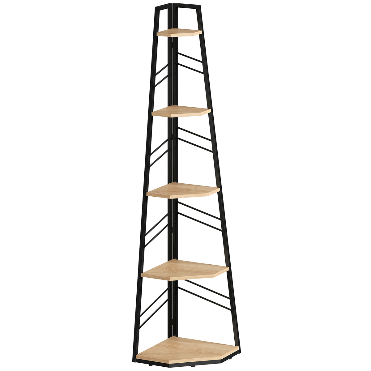 159.5 cm 5-Tier Corner Bookcase – Natural