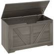 Charcoal grey 100-litre storage chest with safety hinge and flat seat lid