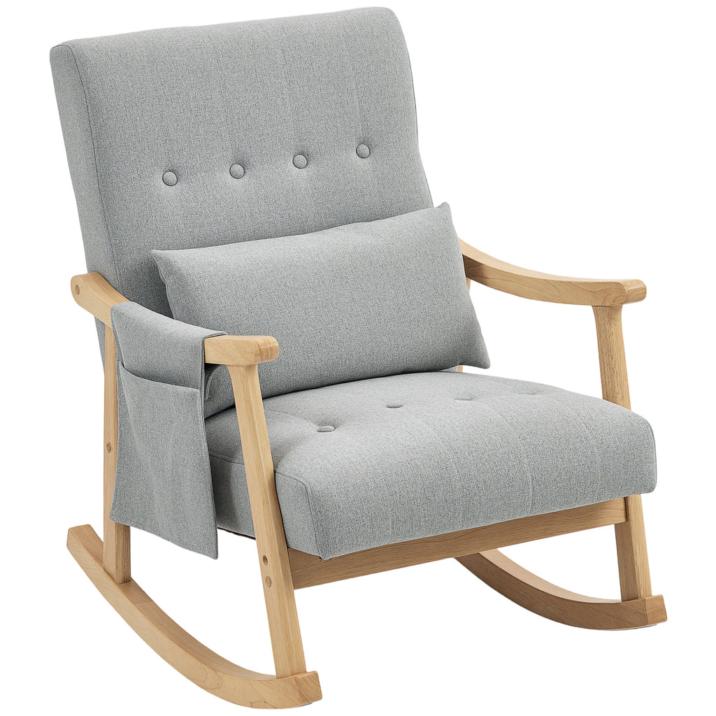 Wood Frame Rocking Accent Chair - Light Grey