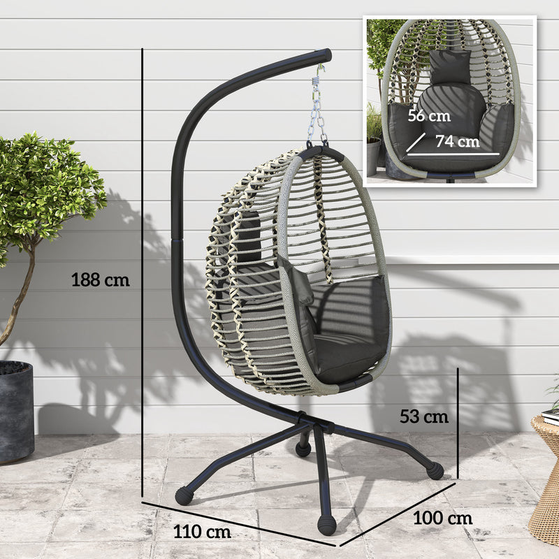 Dark grey hanging egg chair – image 3