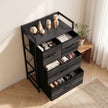 HOMCOM Rustic Chest of Four Fabric Drawers - Black Wood Effect – view 8