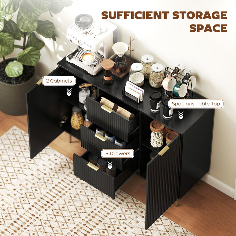 Fluted sideboard with 3 drawers – image 4