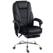 Black velvet-feel heated massage office chair with padded back, side remote pocket and retractable footrest