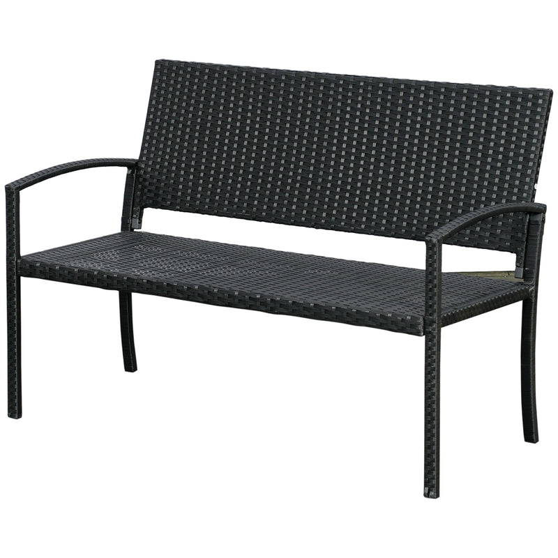 Black rattan garden bench – image 10