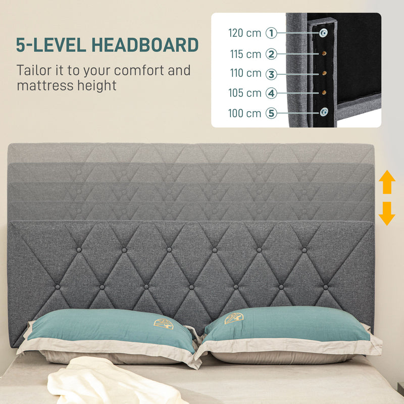 Grey linen-look double bed – image 4
