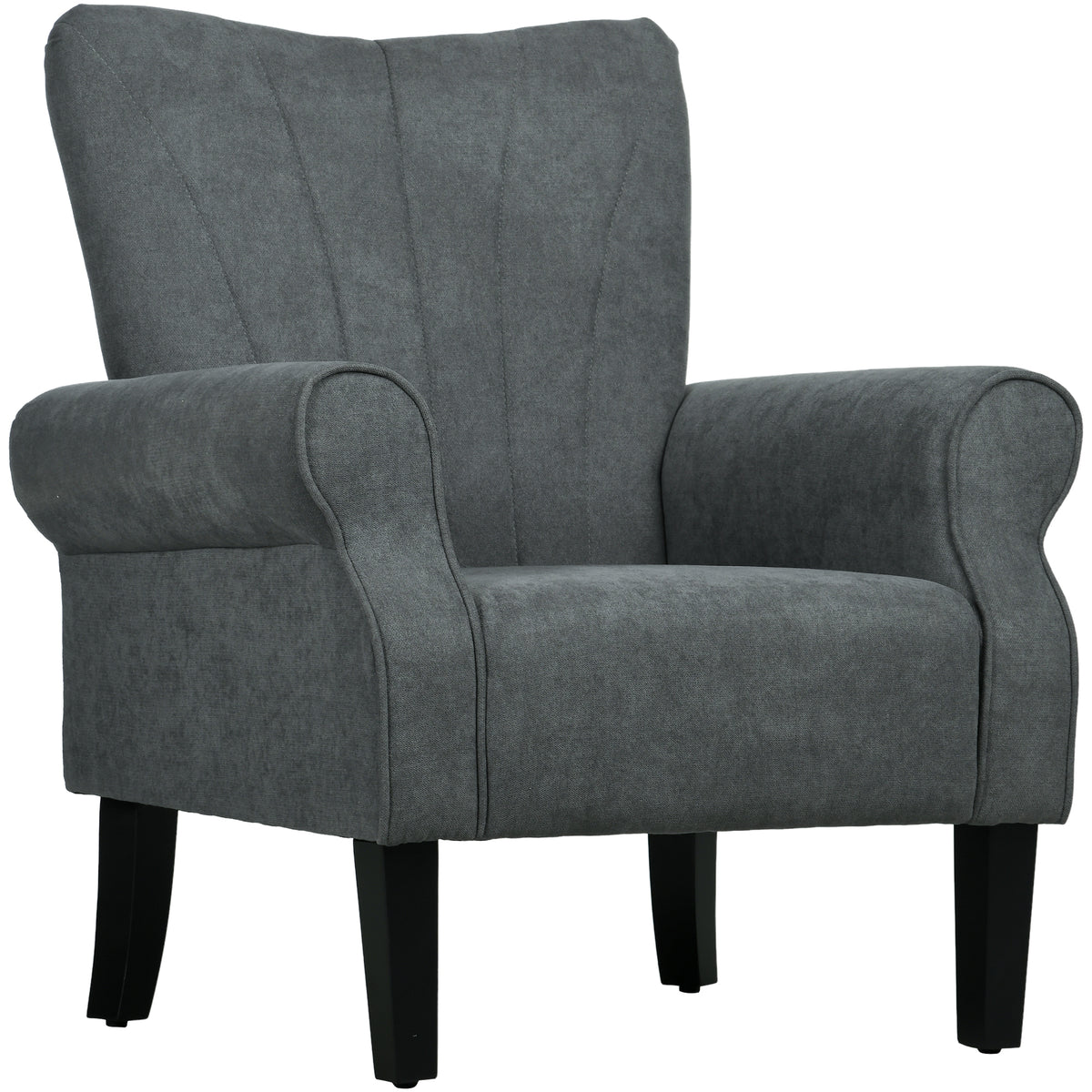 Wingback Accent Armchair with Rolled Arms – Grey