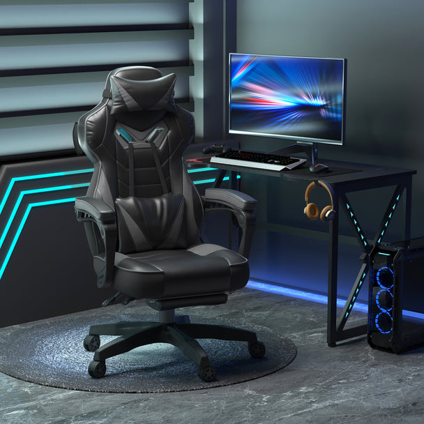Racing gaming chair with footrest – image 2