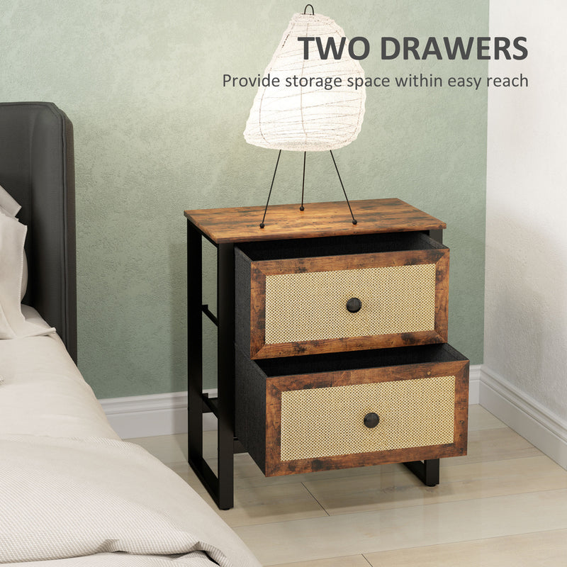 Industrial rattan bedside table – image 5