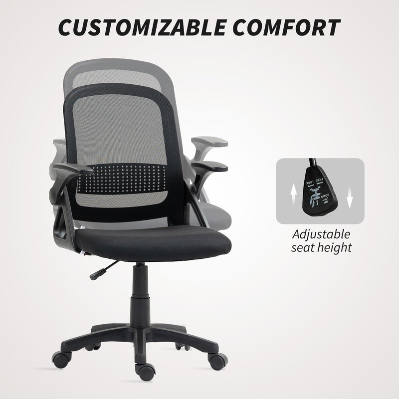Black mesh office chair with flip-up arms – image 6