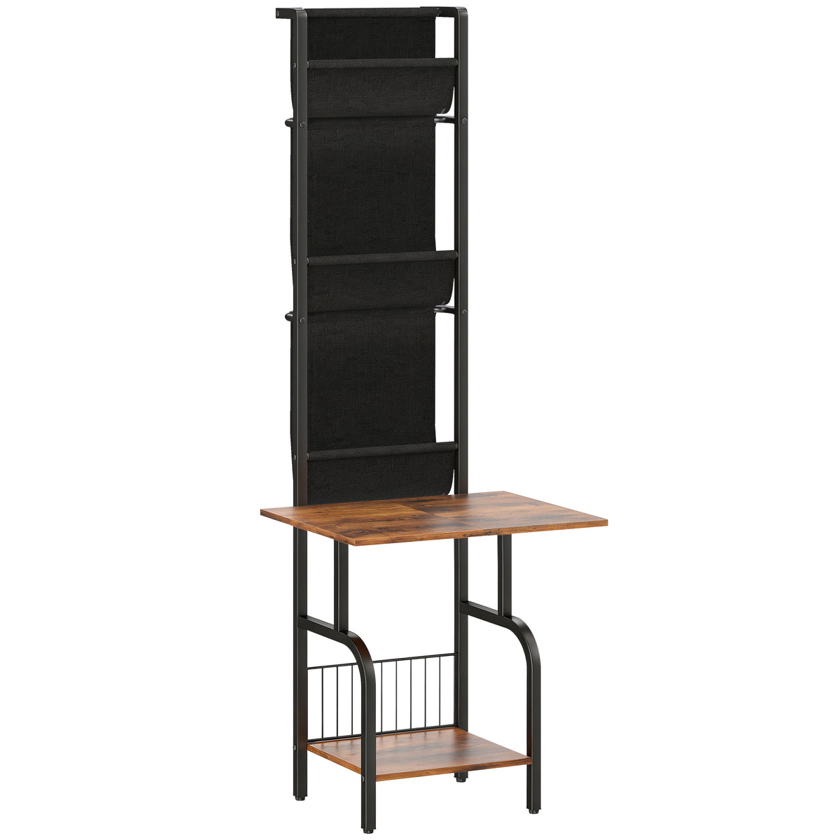 144 cm Record Player & Media Storage Stand – Rustic Brown & Black