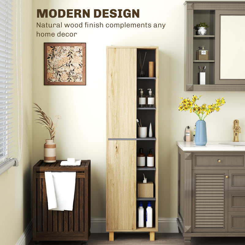 Tall slim wood-effect bathroom cabinet – image 5