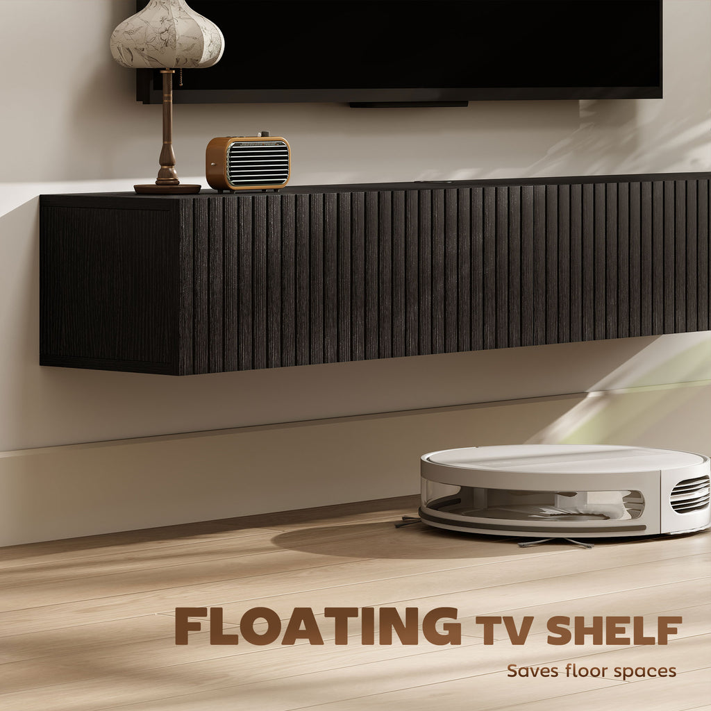 140cm Floating TV Stand, Wall Mount TV Unit with Cable Management Hole, Fits up to 72" TV, Black