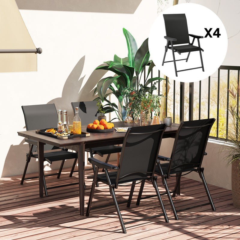 Outsunny Set of Four Folding Outdoor Chairs - Black – view 8
