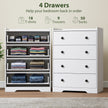 HOMCOM 4 Drawer Chest of Drawers, Modern Dresser for Bedroom, Storage Cabinet for Living Room Entryway, White Wood – view 4