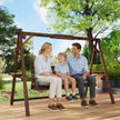 Outsunny 3 Seater Garden Swing Seat, Wooden Swing Chair Bench with Cushion, Side Trays and Metal Chains, for Outdoor – view 9