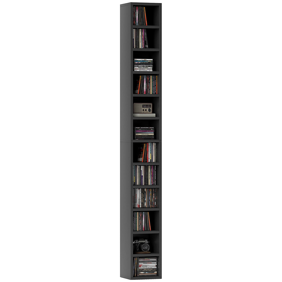 204-CD Tall Narrow Media Storage Tower – Black