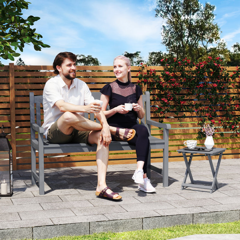 Outsunny 2-Seater Wooden Garden Bench Outdoor Patio Loveseat for Porch, Grey – view 2