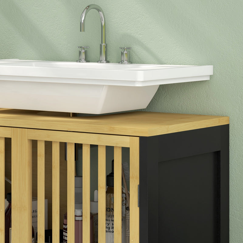 Black bamboo under sink cabinet – image 8