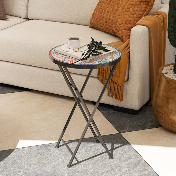 Folding mosaic side table – image 2