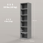 Set of 2 CD Media Display Shelf Unit Tower Rack with Adjustable Shelves, High Gloss Grey