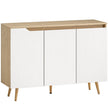 HOMCOM Sideboard Storage Cabinet, Kitchen Cupboard with 3 Doors, 2 Adjustable Shelves and 5 Rubberwood Legs, White and