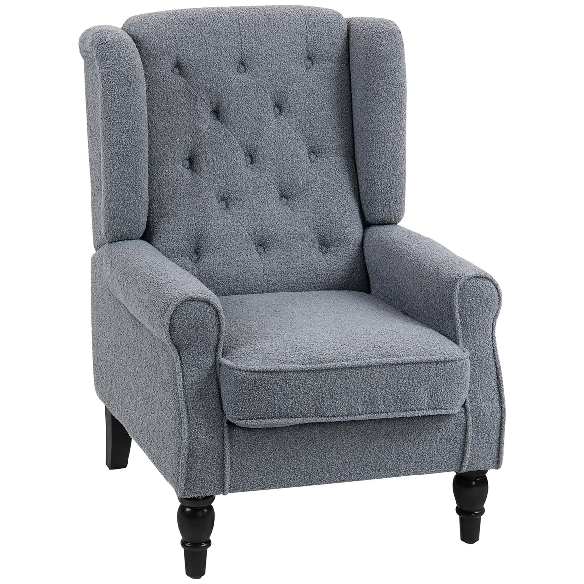 Teddy Fleece Tufted Wingback Accent Chair – Grey