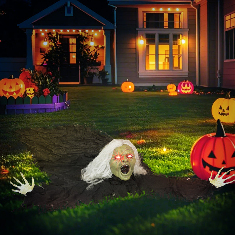 183cm Animated Crawling Zombie with Glowing Eyes – image 8 of 9