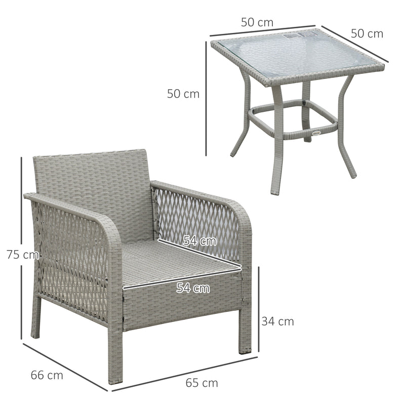 Grey rattan bistro set with glass table – image 3