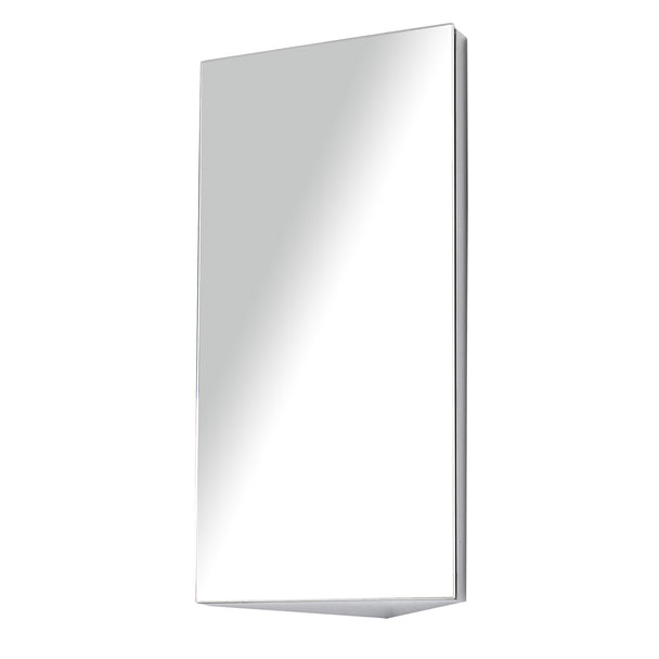 Slim stainless steel wall mirror cabinet with frameless mirror door and three shelves