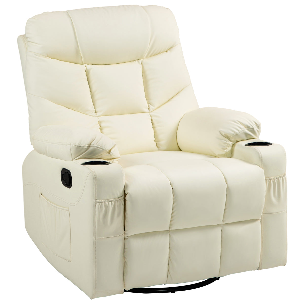 135° Swivel Rocking Recliner with Cup Holders – Cream