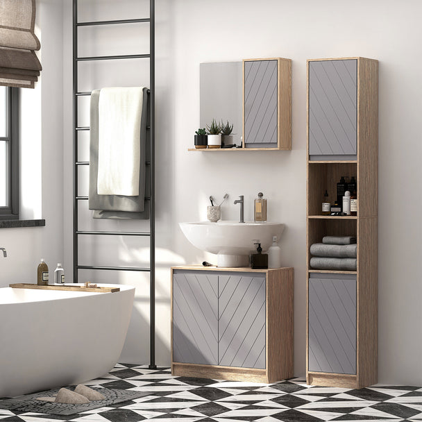 Grey & oak under sink cabinet – image 2