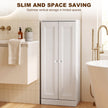 HOMCOM Narrow Bathroom Cabinet, Slim Storage Cabinet with 2 Doors & 4 Tiers, Freestanding Narrow Cupboard – view 5
