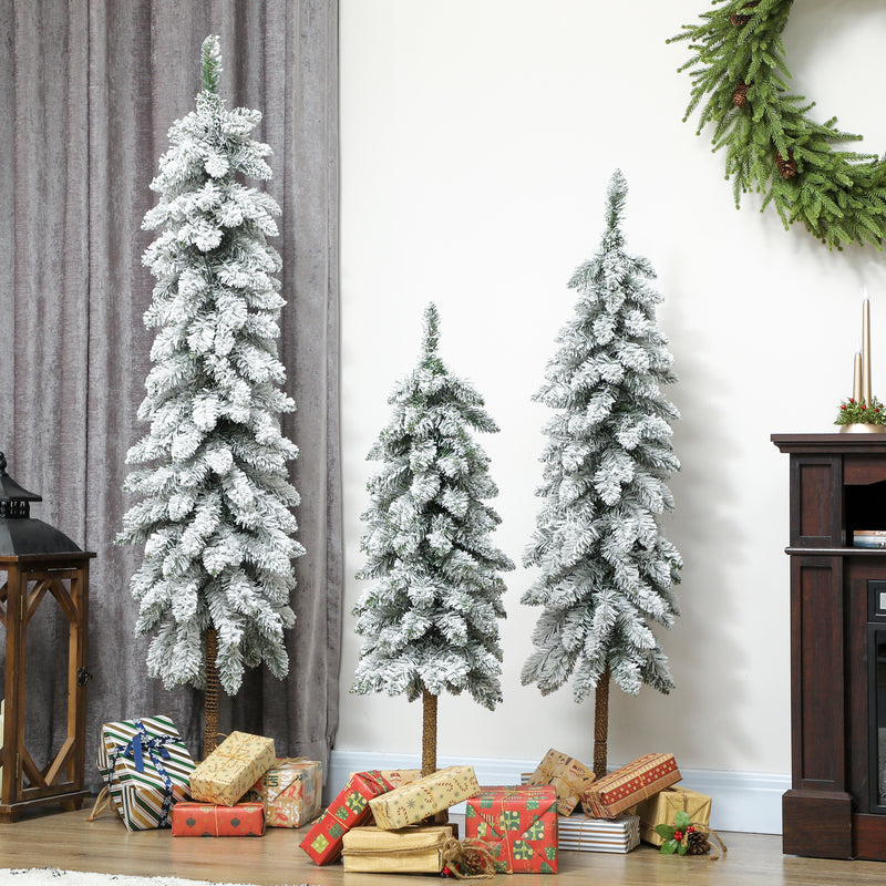 Set of 3 flocked pencil Christmas trees – image 8