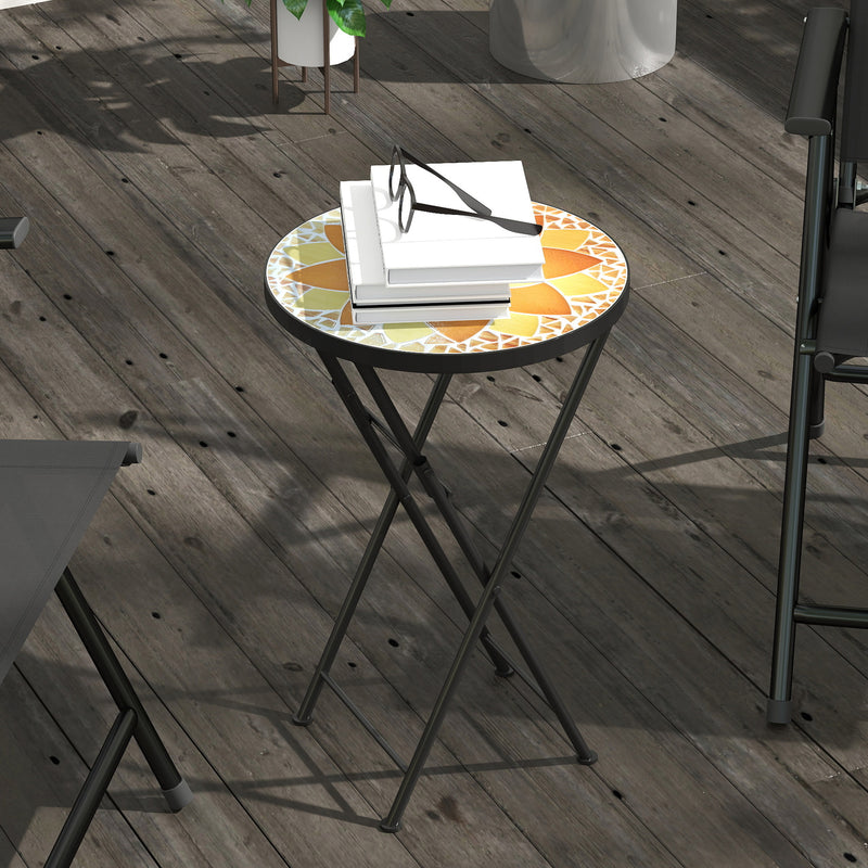 Mosaic folding garden side table yellow – image 9