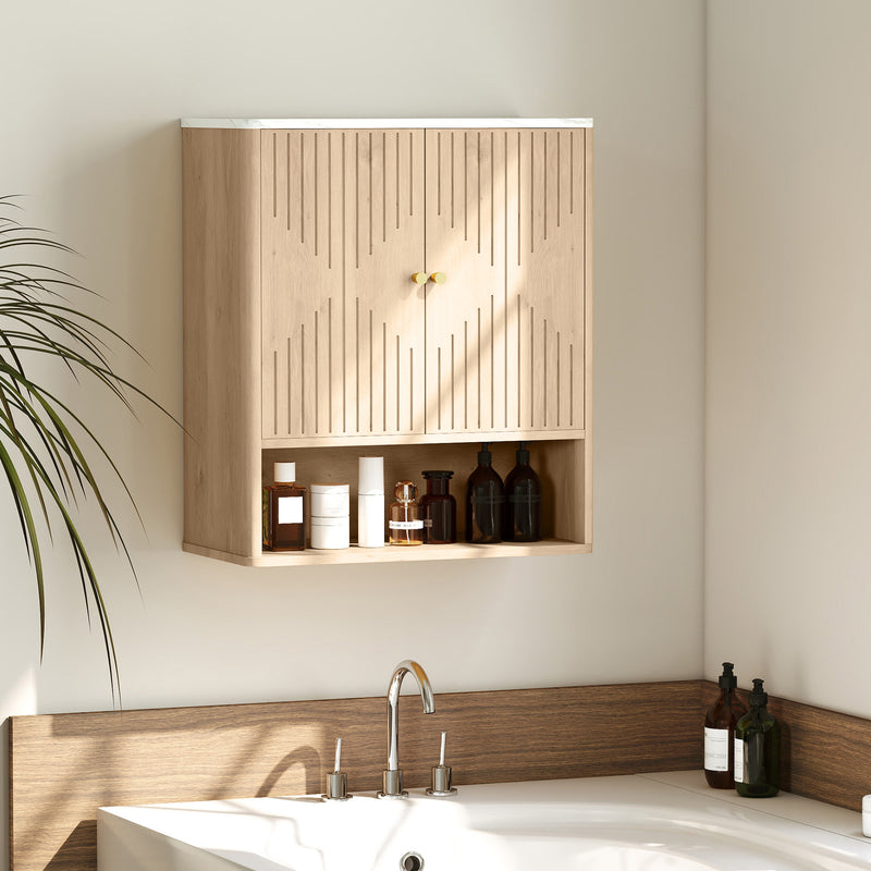 Bathroom wall cabinet in oak & white – image 9